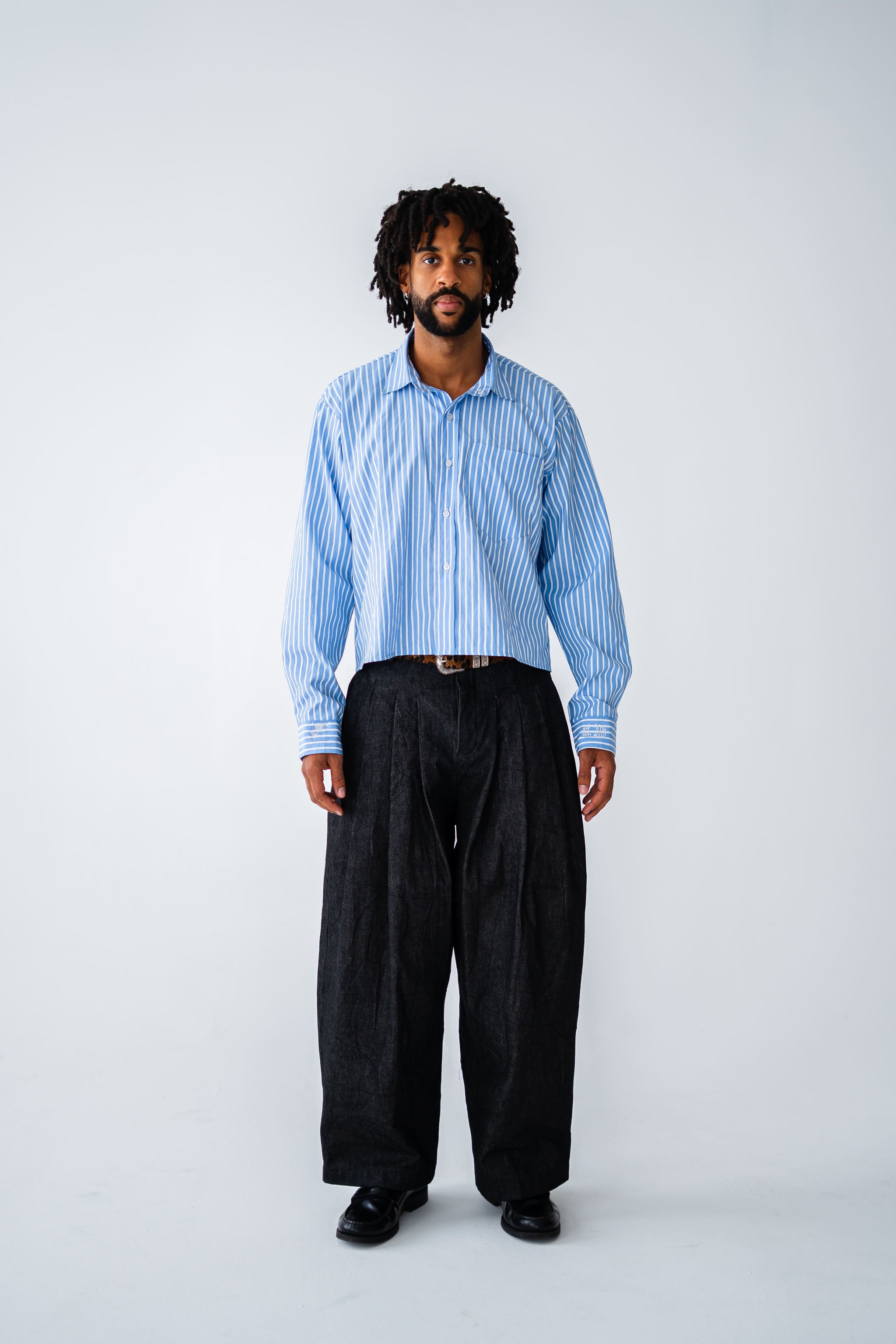 triple pleated denim pants – LEWINI